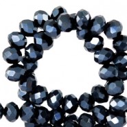 Top Glas Facett Glasschliffperlen 4x3mm rondellen Denim blue-pearl shine coating